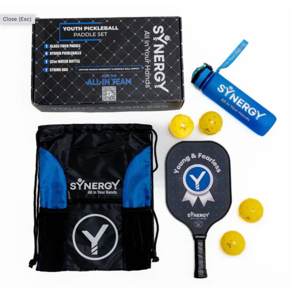 NWB Synergy Youth Pickleball Paddle Set Racquet Blue $50 [jb]